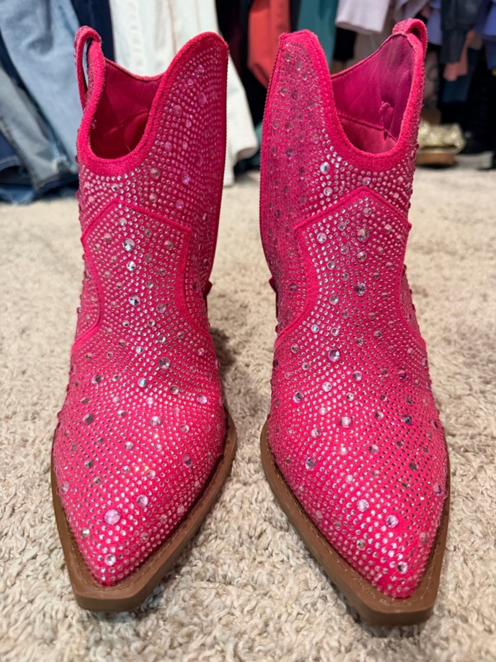 Very G Hot Pink Crystal-Embellished Ankle Booties